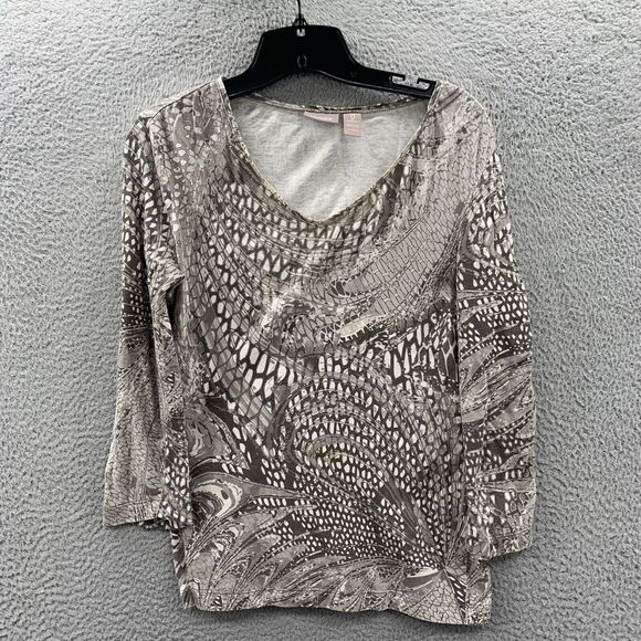 Chico's Tops - CHICOS Blouse Womens Size 0 Small Top Long Sleeve Beige*